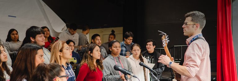 music teacher with students